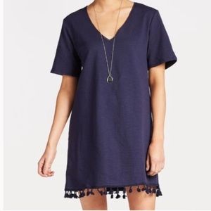 Sunday in Brooklyn Navy Blue Tassel Shirt Dress